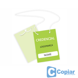 CREDENCIAL Couchê 250g 14X9 CM Só frente  Corte reto Acompanha cordão de nylon