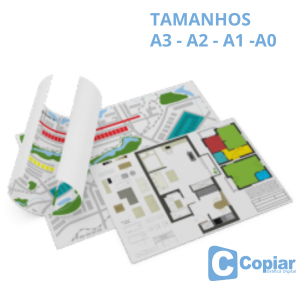 Plotagem de projetos colorida por tamanhos Papel sulfit 75g TAMNAHOS A3 / A2 / A1 / A0 1X0   