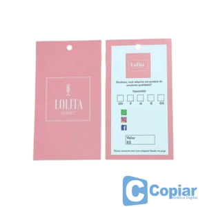 TAGS Couchê 300g 9x5cm 4x4 Verniz Total Brilho frente Corte reto 