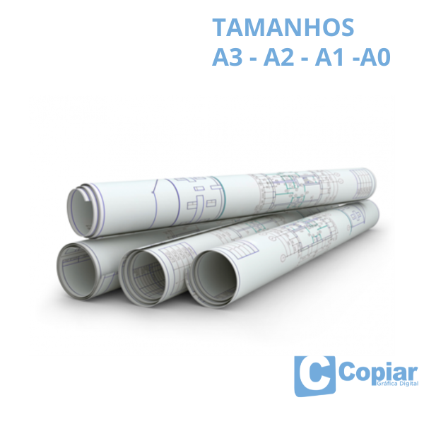 Plotagem de projetos preto e branco por tamanhos